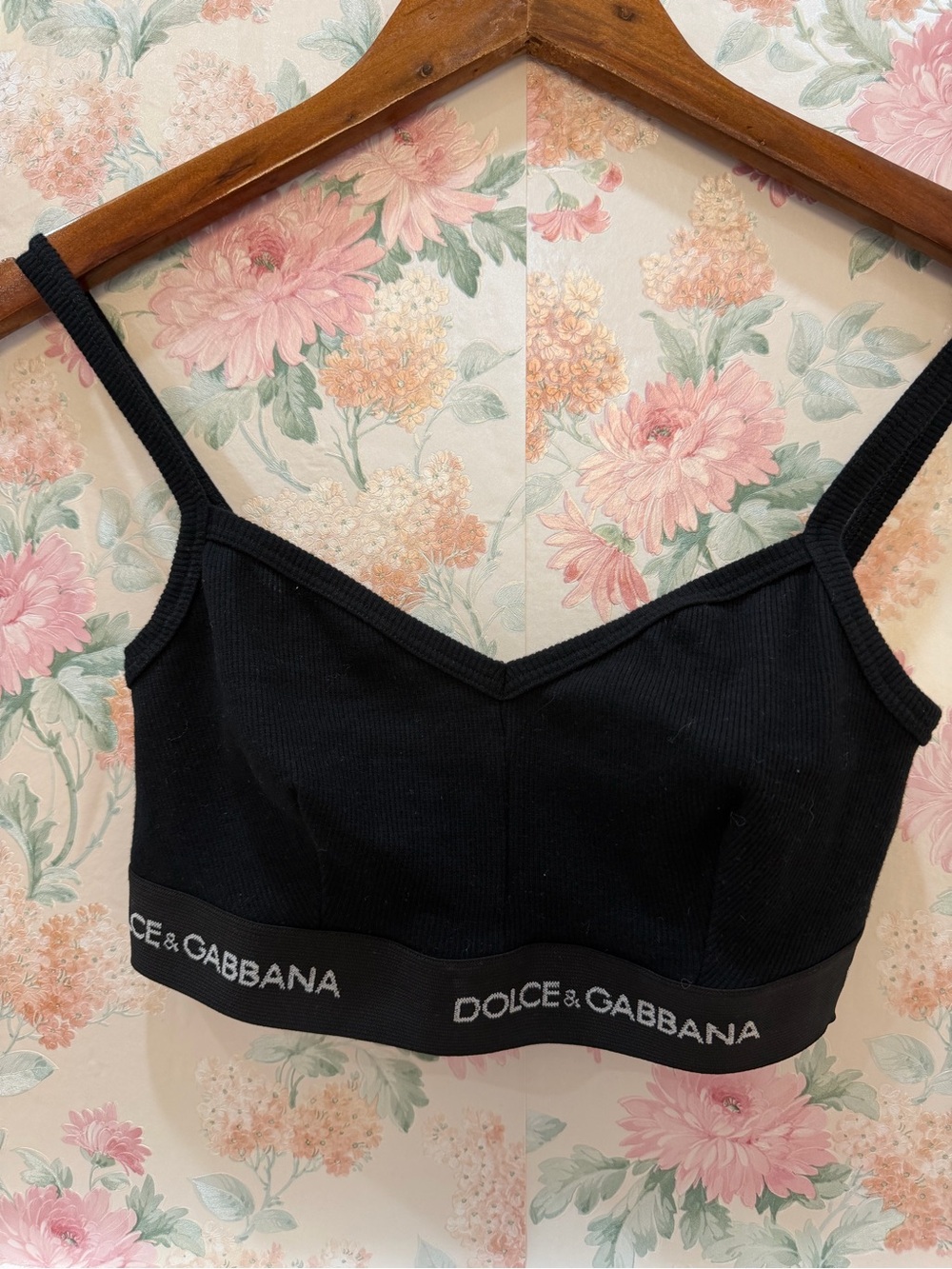 Dolce & Gabbana Black Ribbed Logo Bralette